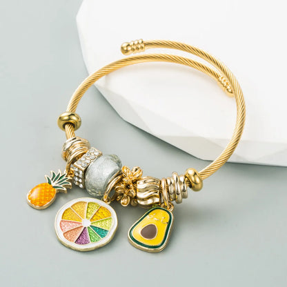 Fashion Fruit Alloy Plating Inlay Rhinestones Bracelets