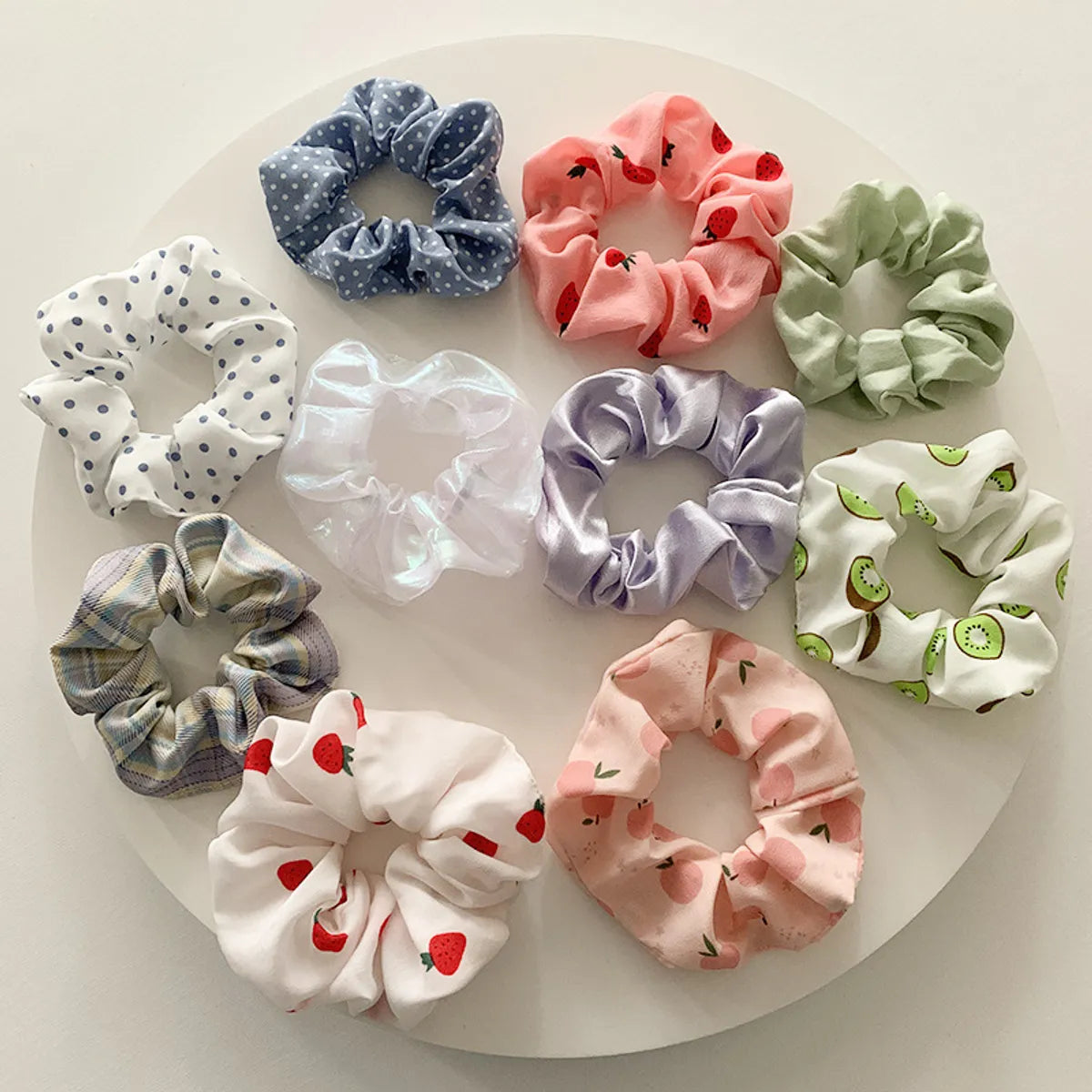 Fashion Fruit Solid Color Cloth Hair Tie 5 Pieces