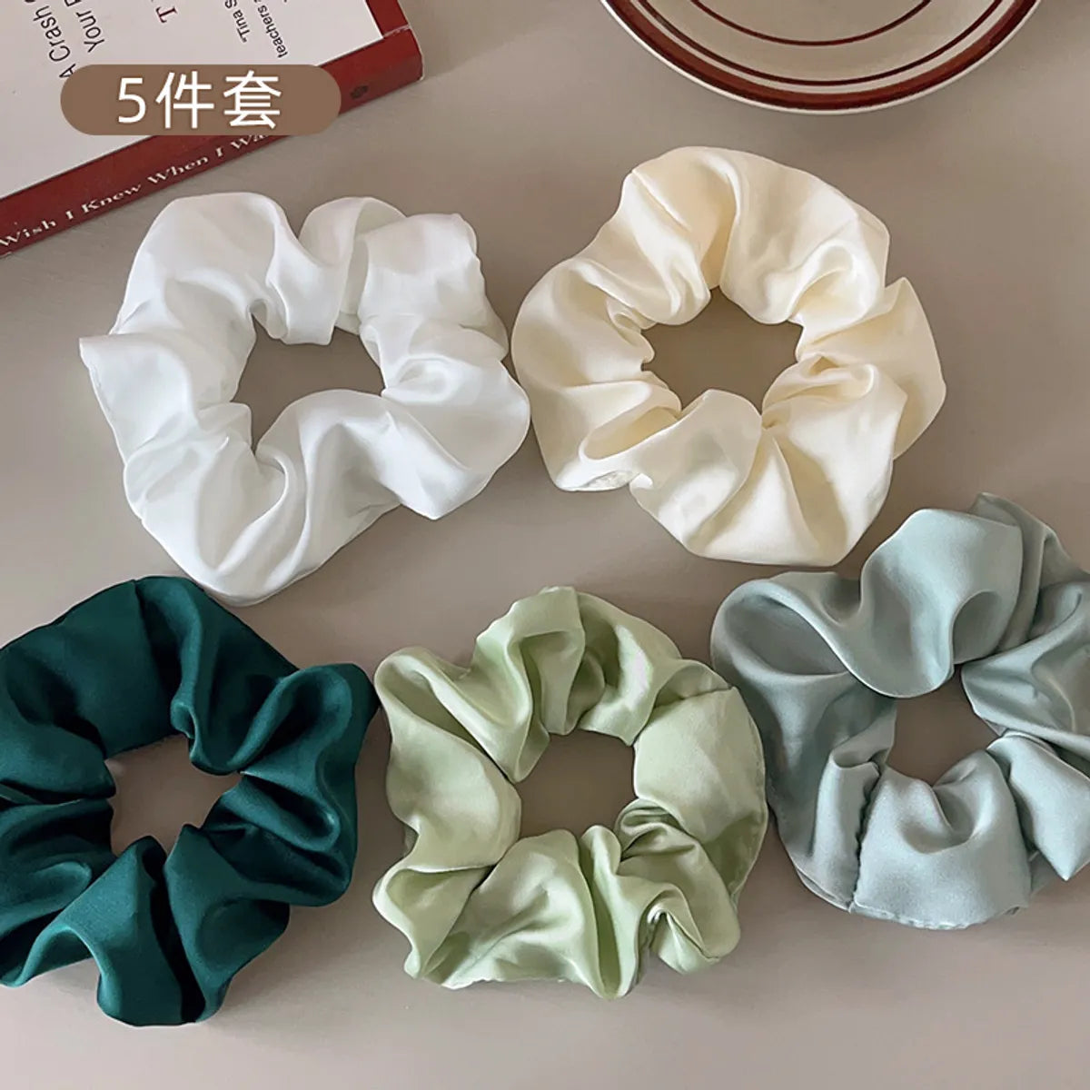 Fashion Fruit Solid Color Cloth Hair Tie 5 Pieces