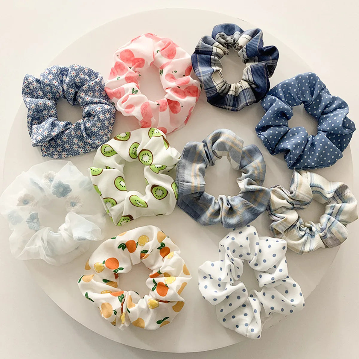 Fashion Fruit Solid Color Cloth Hair Tie 5 Pieces