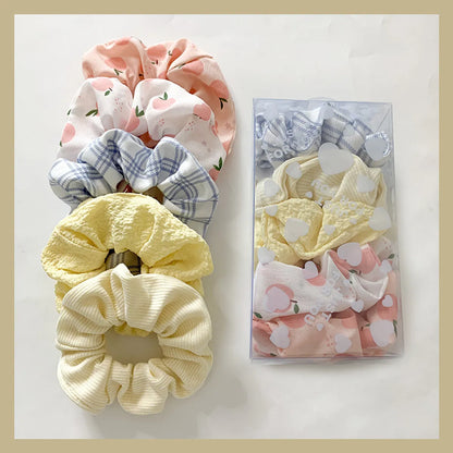 Fashion Fruit Solid Color Cloth Hair Tie 5 Pieces