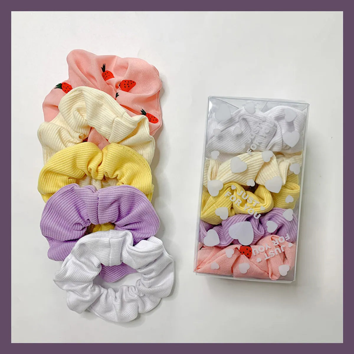 Fashion Fruit Solid Color Cloth Hair Tie 5 Pieces