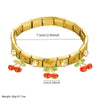 Fashion Fruit Style Stainless Steel Geometric Square Round Bracelet With Cartoon Oil Dripping Simulation Cherry Pendant And Diamondplated Gold Electroplating