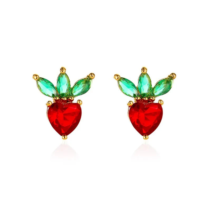 Fashion Fruit Sweet Peach Strawberry Cute Girl Wild Student Earrings