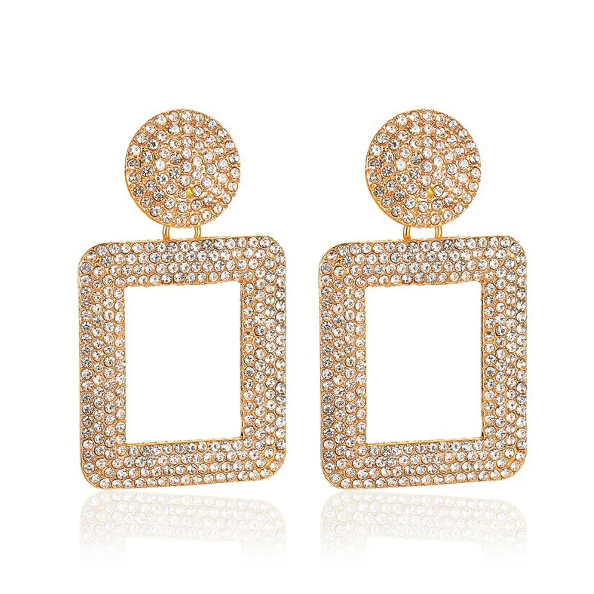 Fashion Full Diamond Geometric Double Circle Earrings Wholesale Nihaojewelry