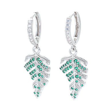 Fashion Full Diamond Zircon Maple Leaf Big Earrings Wholesale