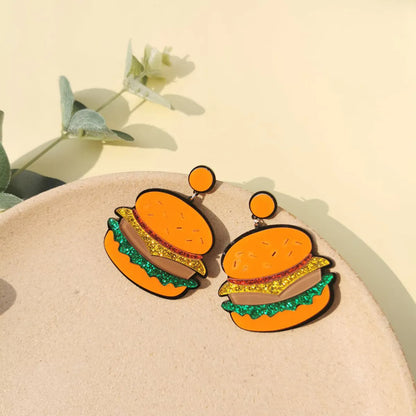 Fashion Funny Acrylic Earrings Hamburger Avocado Rainbow Earrings Women Wholesale