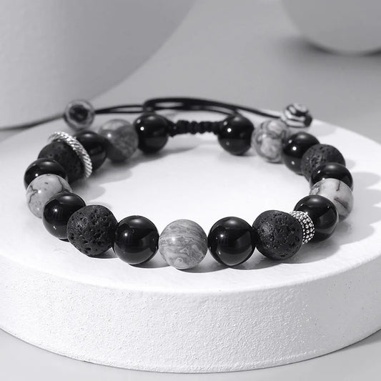 Fashion Geometric Alloy Beaded Natural Stone Bracelets