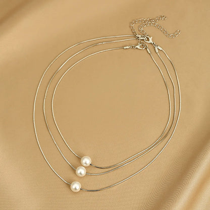 Fashion Geometric Artificial Pearls Alloy Wholesale Pendant Necklace