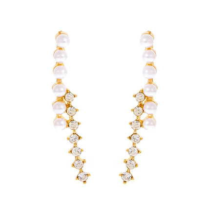 Fashion Geometric Alloy Inlay Artificial Pearls Zircon Women's Ear Clips