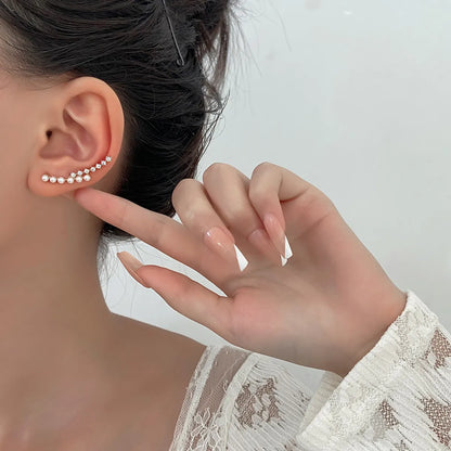 Fashion Geometric Alloy Inlay Artificial Pearls Zircon Women's Ear Clips