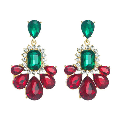 Fashion Geometric Alloy Inlay Rhinestone Drop Earrings