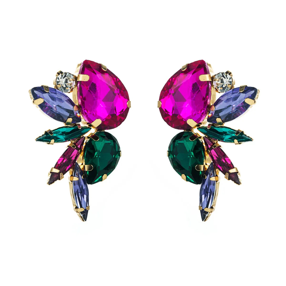 1 Pair Fashion Geometric Inlay Alloy Rhinestones Earrings