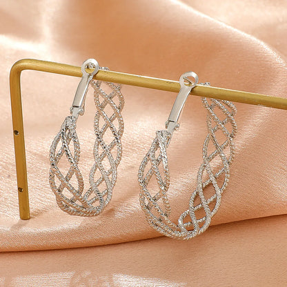 Fashion Geometric Alloy No Inlaid Hoop Earrings