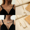 Fashion Geometric Alloy Pearl Collar Necklace Elegant Exaggerated Pendant Jewelry For Women