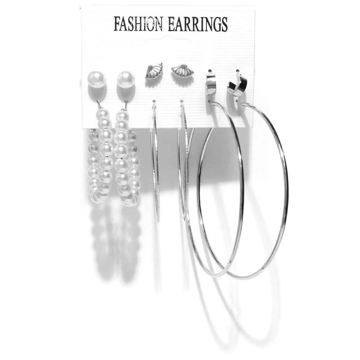 Fashion Geometric Alloy Pearl Earrings Six Pairs Set Wholesale Nihaojewelry