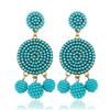 Fashion Geometric Alloy Pendant Earrings With Round Ball Bead Design Electroplated Statement Earrings For Women