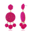 Fashion Geometric Alloy Pendant Earrings With Round Ball Bead Design Electroplated Statement Earrings For Women