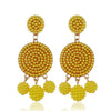 Fashion Geometric Alloy Pendant Earrings With Round Ball Bead Design Electroplated Statement Earrings For Women