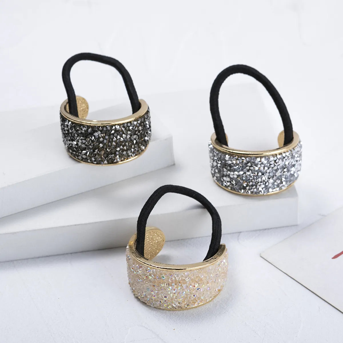 Fashion Geometric Alloy Plating Artificial Diamond Hair Tie