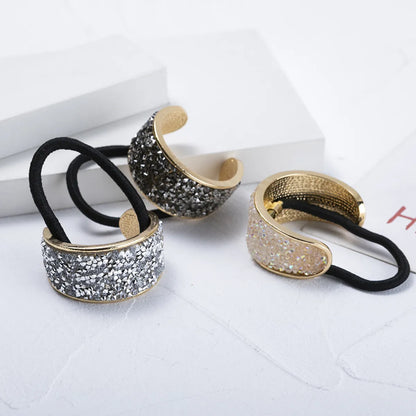 Fashion Geometric Alloy Plating Artificial Diamond Hair Tie