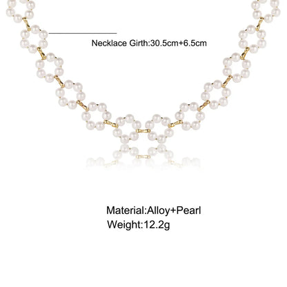 Fashion Geometric Alloy Plating Artificial Pearls Choker