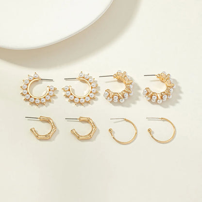 Fashion Geometric Alloy Plating Artificial Pearls Earrings