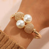 Fashion Geometric Alloy Plating Artificial Pearls Rhinestones Women'S Bangle