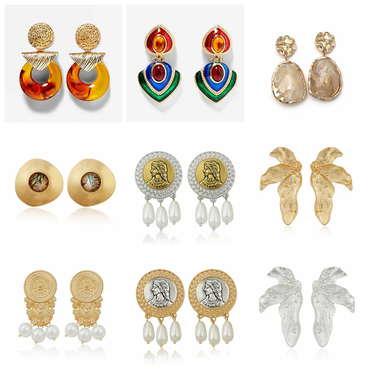 Fashion Geometric Alloy Plating Gem Women's Ear Studs 1 Pair