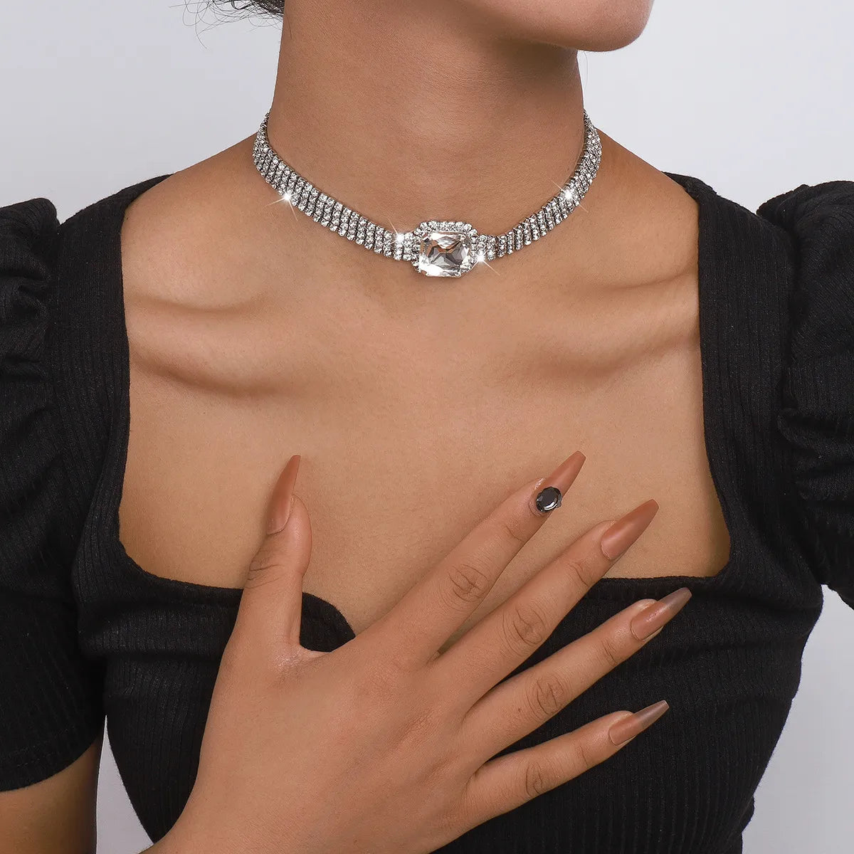 Fashion Geometric Alloy Plating Rhinestones Women's Choker