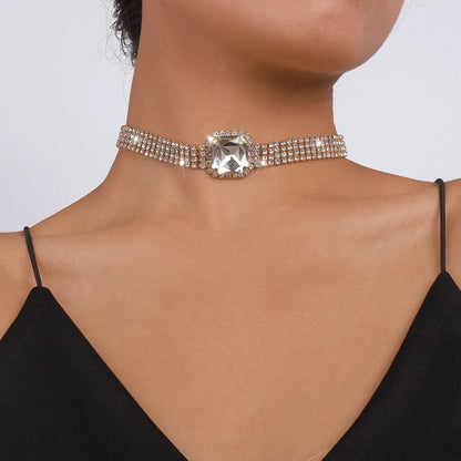 Fashion Geometric Alloy Plating Rhinestones Women's Choker