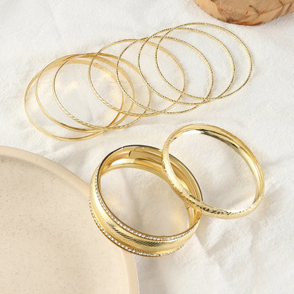 Fashion Geometric Alloy Shiny Metallic Bangle 1 Set