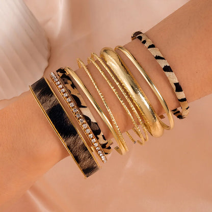 Fashion Geometric Alloy Shiny Metallic Bangle 1 Set