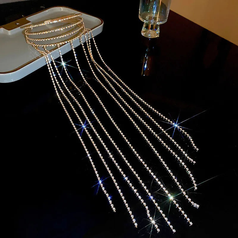 Fashion Geometric Alloy Tassel Rhinestones Hair Band