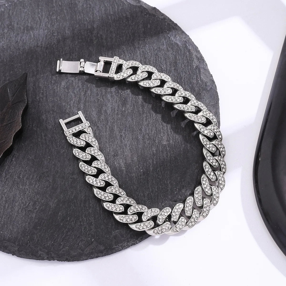 Fashion Geometric Alloy Titanium Steel Inlay Zircon Bracelets 1 Piece