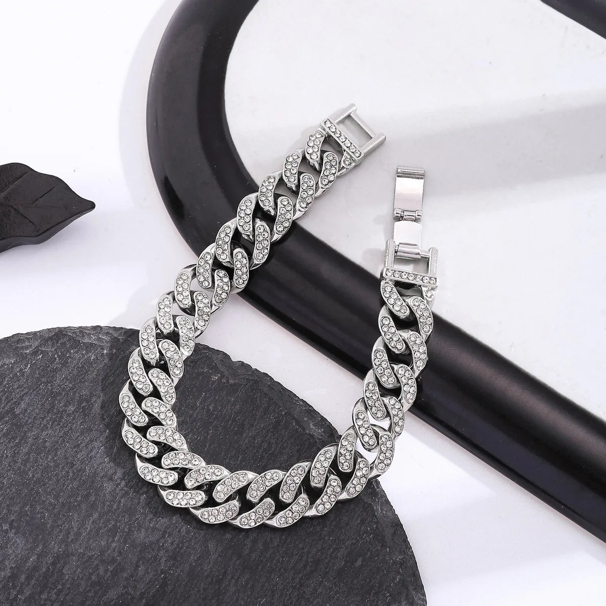 Fashion Geometric Alloy Titanium Steel Inlay Zircon Bracelets 1 Piece