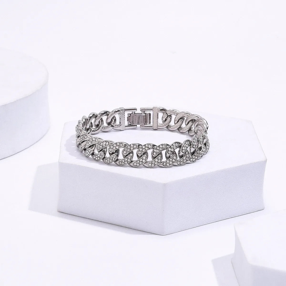 Fashion Geometric Alloy Titanium Steel Inlay Zircon Bracelets 1 Piece