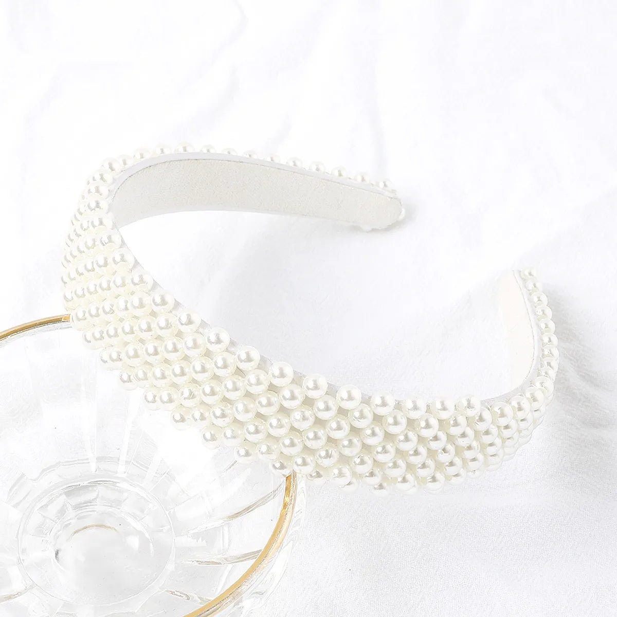 Fashion Geometric Artificial Pearl Plating Headwear 1 Piece