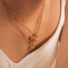 Fashion Geometric Bow Pendant Necklace For Women Stainless Steel With 18K Vacuum Plating In Furnace