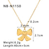 Fashion Geometric Bow Pendant Necklace For Women Stainless Steel With 18K Vacuum Plating In Furnace