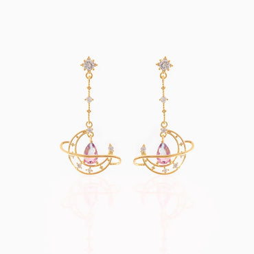 Fashion Geometric Brass Ear Studs Gem Copper Earrings