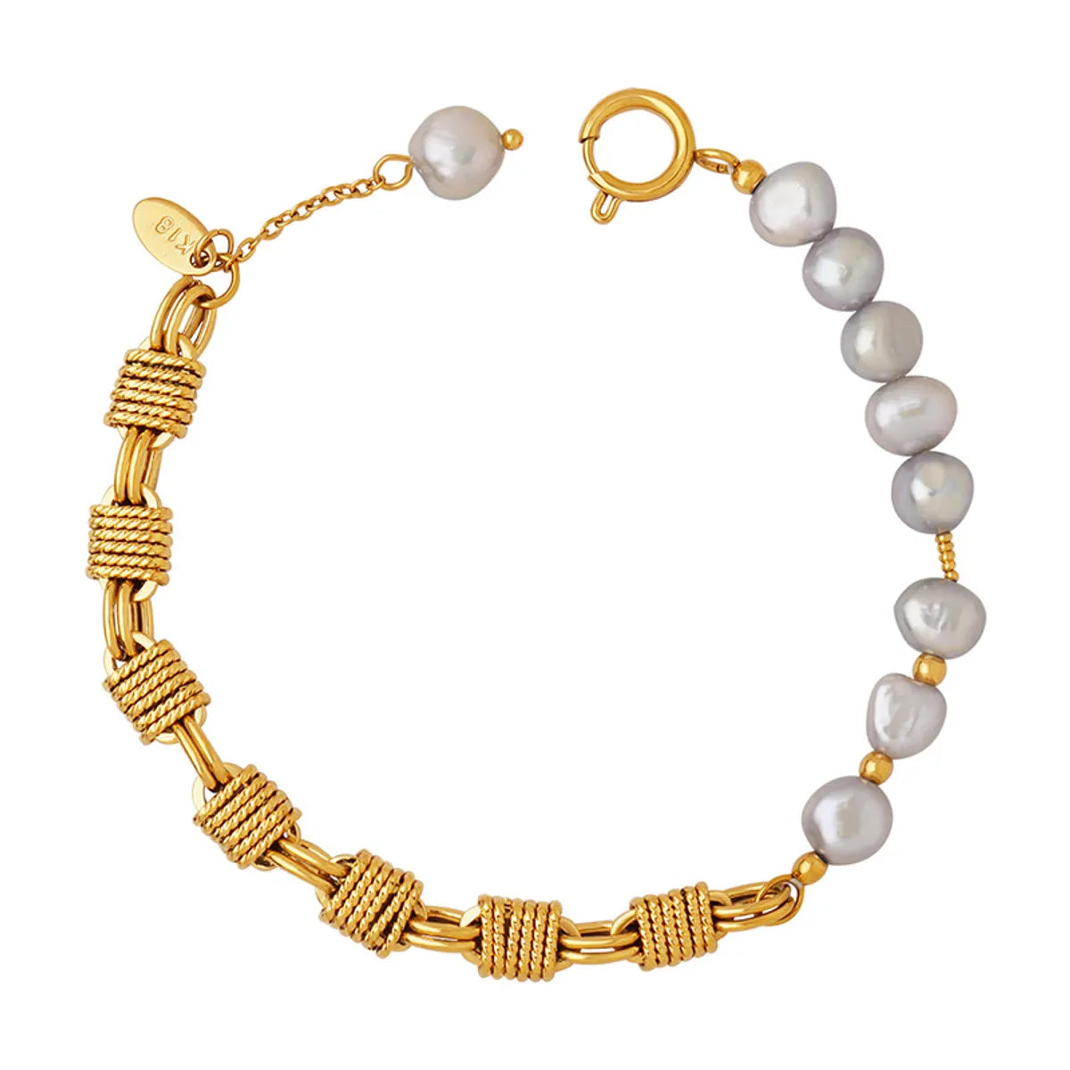 Fashion Geometric Brass Plating Pearl Bracelets