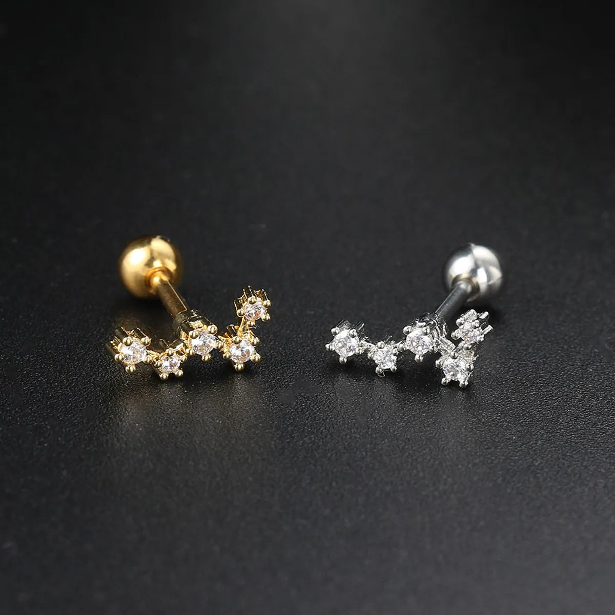 Fashion Geometric Brass Plating Zircon Ear Studs 1 Piece