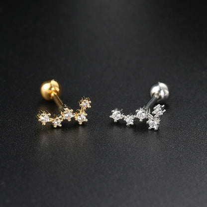 Fashion Geometric Brass Plating Zircon Ear Studs 1 Piece