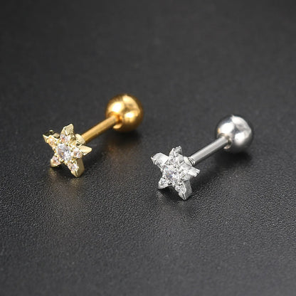 Fashion Geometric Brass Plating Zircon Ear Studs 1 Piece