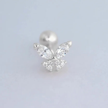 Fashion Geometric Butterfly S925 Sterling Silver Inlay Zircon Ear Studs 1 Piece