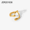 Fashion Geometric Chain Cross Opening Ring For Ladies Stainless Steel With 18K Gold Plated Electroplating