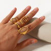 Fashion Geometric Chain Cross Opening Ring For Ladies Stainless Steel With 18K Gold Plated Electroplating