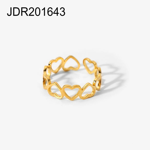 Fashion Geometric Chain Cross Opening Ring For Ladies Stainless Steel With 18K Gold Plated Electroplating