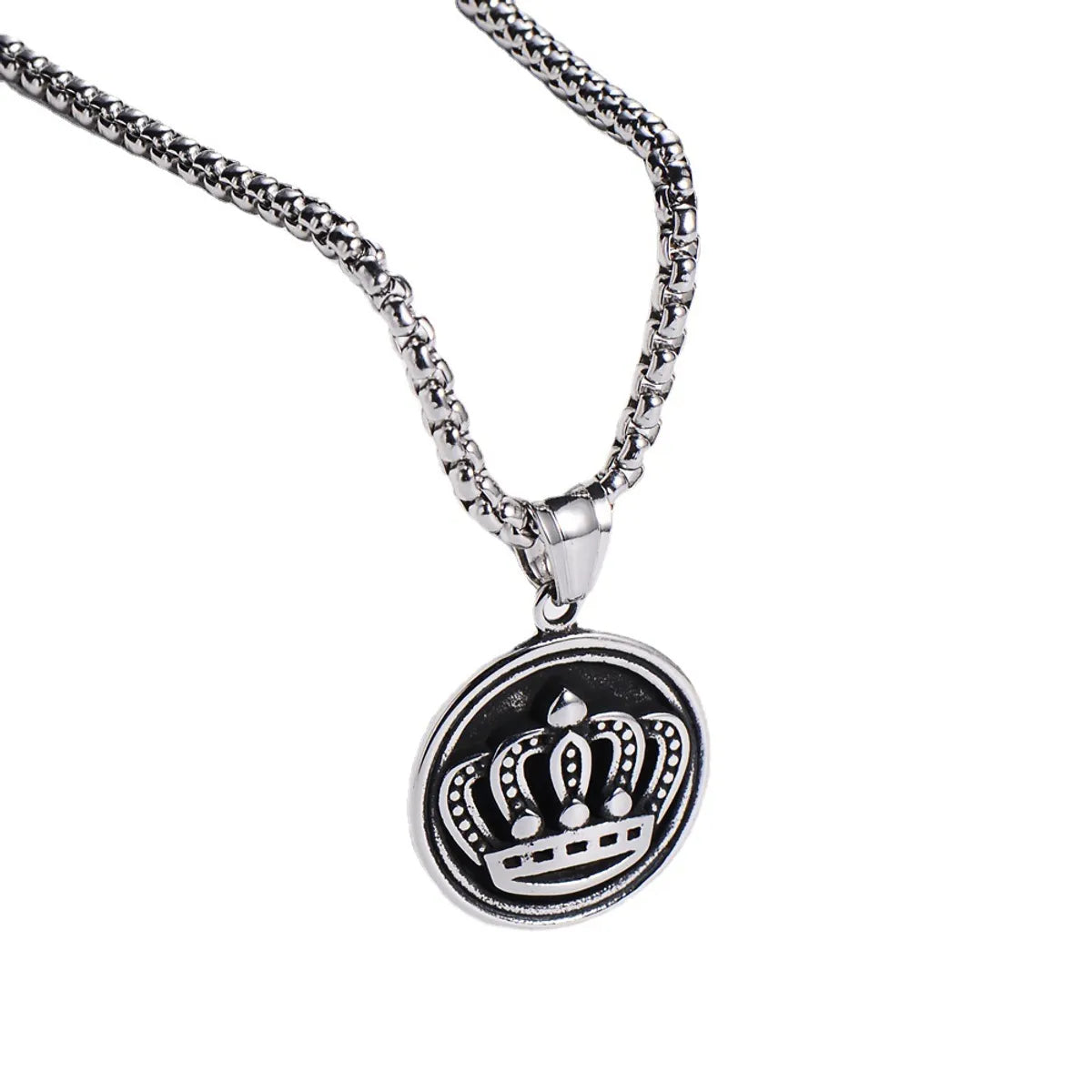 Fashion Geometric Classic Crown Men And Women Stainless Steel Pendant Necklace Wholesale